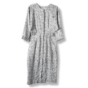 Christina Grant 80s Retro Pencil Dress M White Black Chic Career Statement